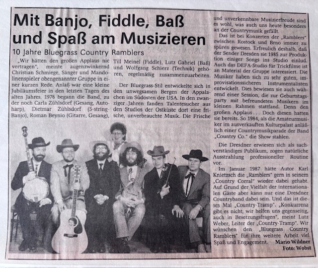 Bluegrass Country Ramblers 10. Jubiläum, SZ Artikel